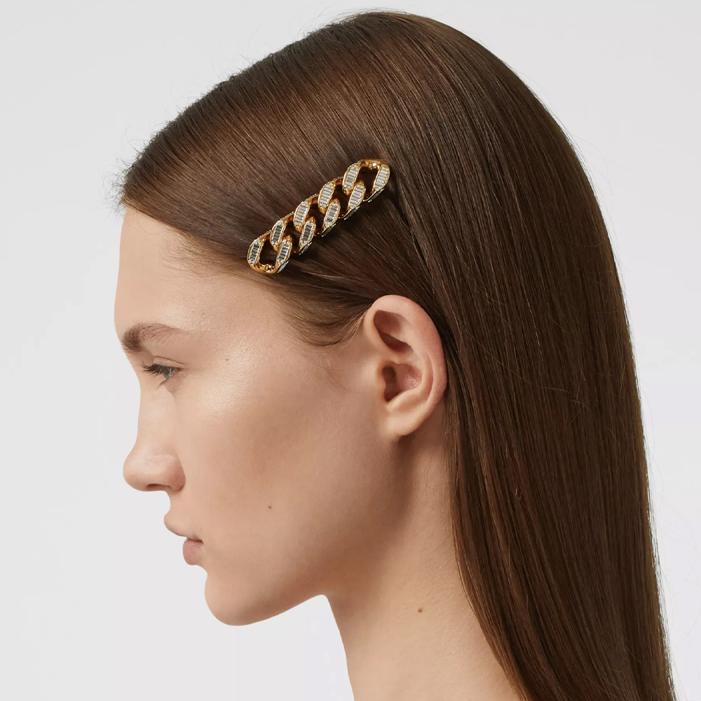 Burberry Crystal Gold-plated Chain-link Hair Clip 