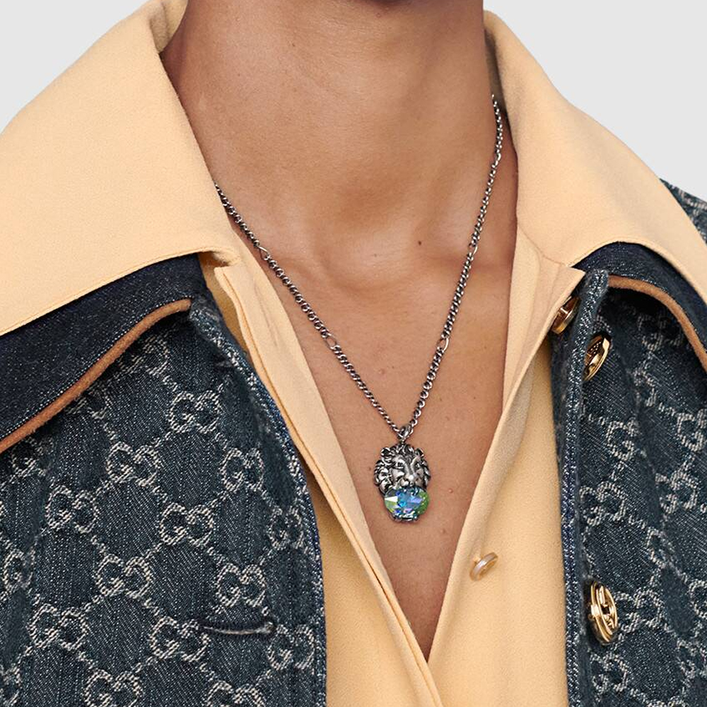 Gucci Lion head necklace with crystal 