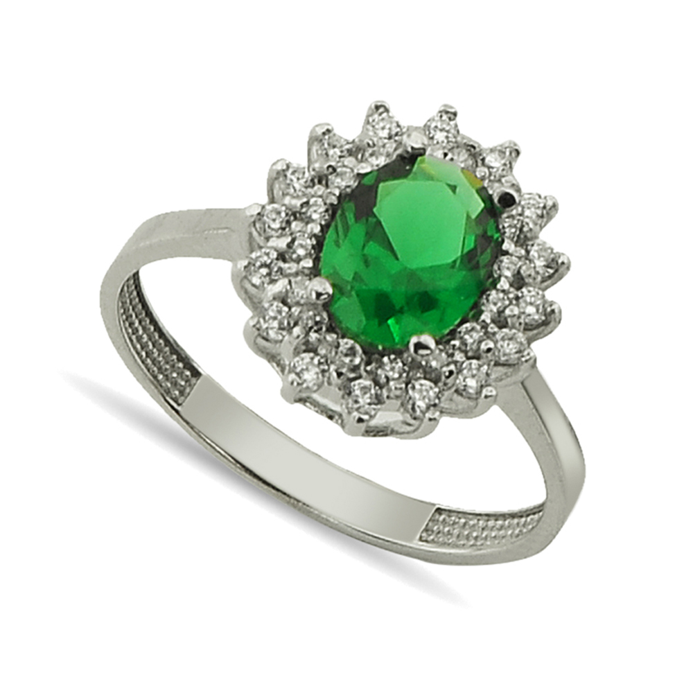 Swarovski Saphire Prencess Diana emerald(cz) ring daisy 2.47