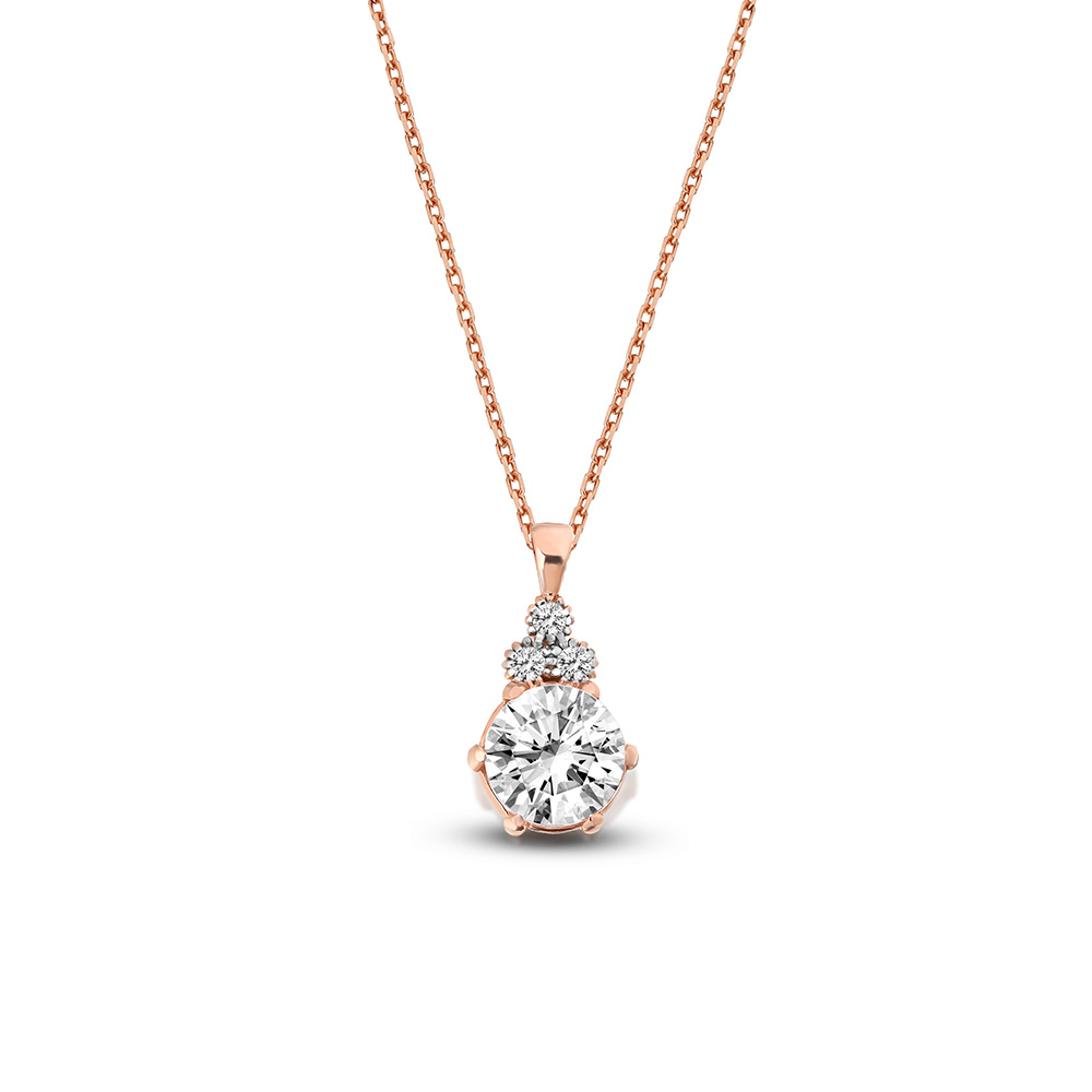 Morganite solitaire diamond necklace